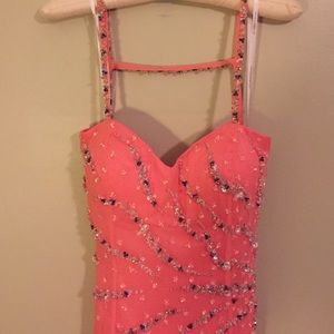 Alyce Designs Salmon Beaded Prom Dress