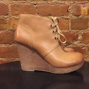 Size 8 Leather Lace-up Lucky Brand Wedges