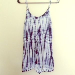 Navy &white tie dye romper