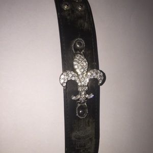 Black distressed leather rock revival bracelet