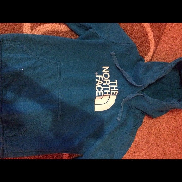 Blue north face hoodie.