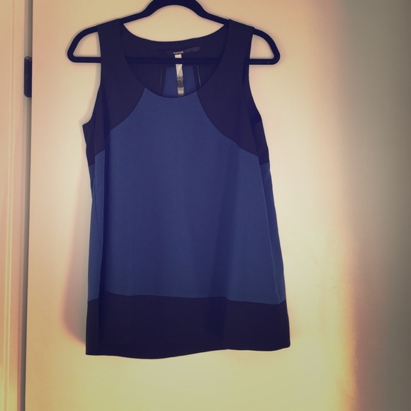 Blue and black silk top