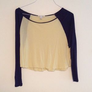 Yellow and blue flowy crop top