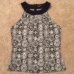 Black & White Sleeveless Blouse