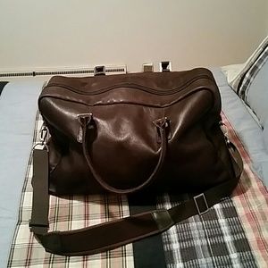 Men's leather travel duffle bag