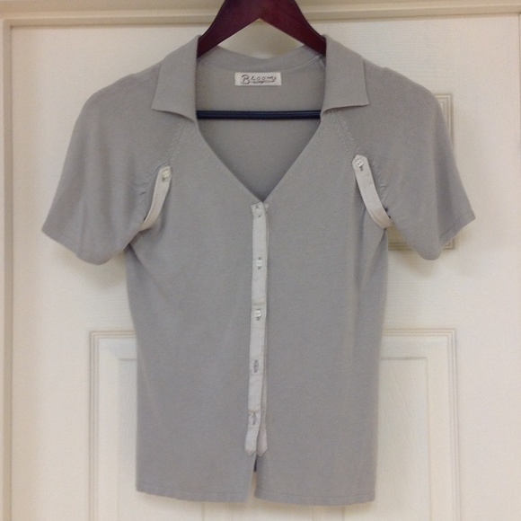 Short Sleeve Cardigan With Tipping