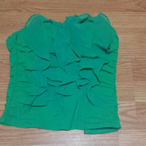Green body central ruffle corset top S