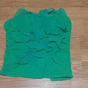 Green body central ruffle corset top S
