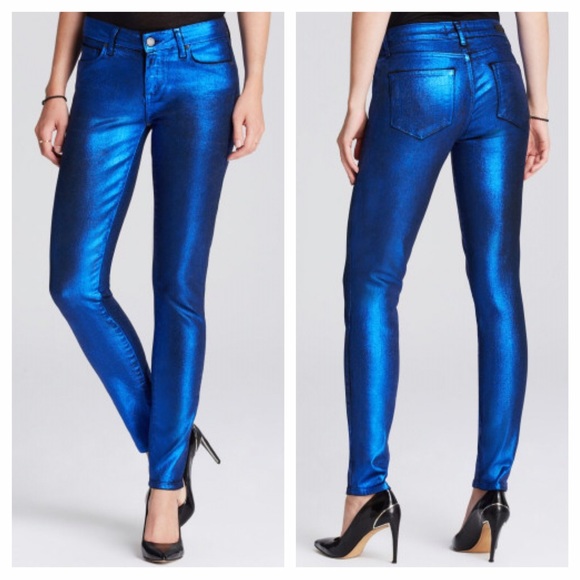 blue metallic jeans