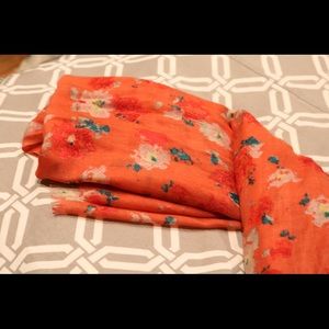 J.crew Coral Floral Print Scarf - spring colors!
