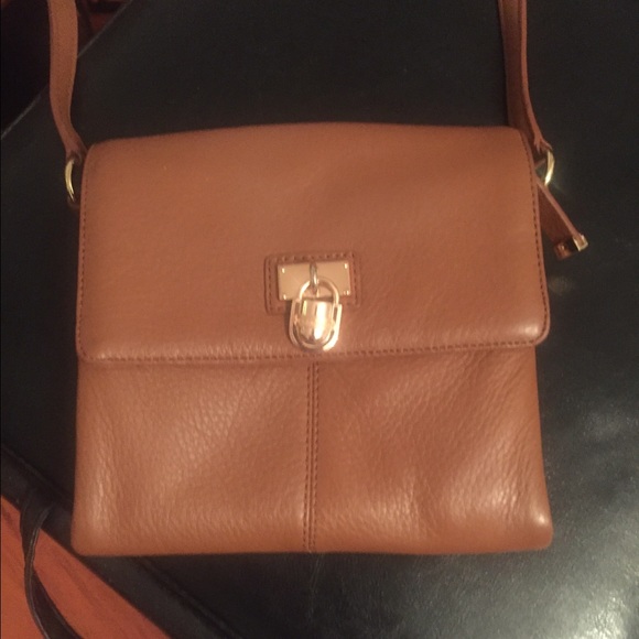 Calvin Klein Brown leather crossbody purse.
