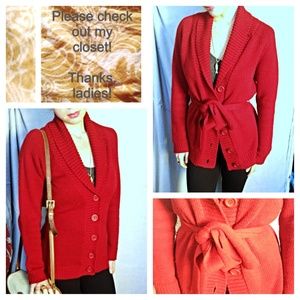 Chunky Red Sweater Cardigan