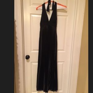 Black halter top formal gown from CACHÈ