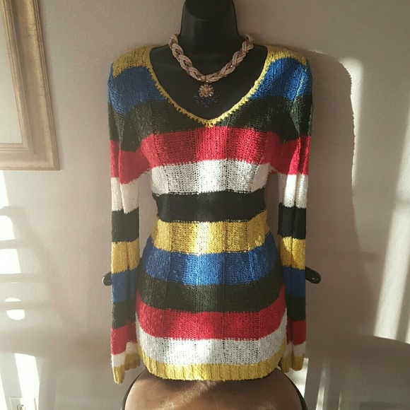 Love Culture knitted sweater with colored stripes