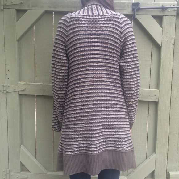 Paul & Joe gray striped knit long cardigan sweater