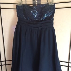 Sequin navy flare dress