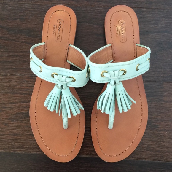 Tiffany blue coach sandals.