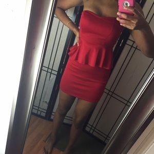 Sexy peplum red bodycon dress