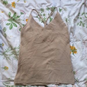 Tan ribbed tank top