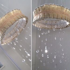 Beautiful Crystal hanging Baby Mobile with Burlap