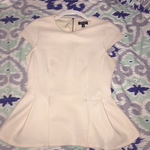 Topshop Cream Rib Peplum Top