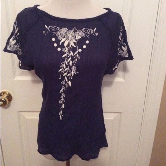 Floreat blue embroidered blouse