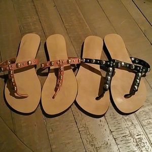 Franco Fortini Shoes - 2 pairs Franco Fortini leather flip flops brand Franco Fortini Shoes - 2 pairs Franco Fortini leather flip flops brand