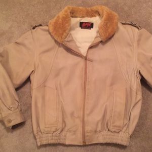 Genuine leather bomber jacket