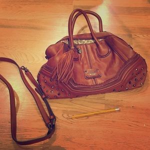 Brown leather Guess bag, detachable shoulder strap