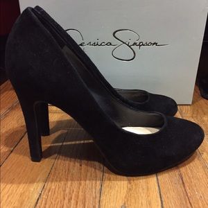 Black suede heels