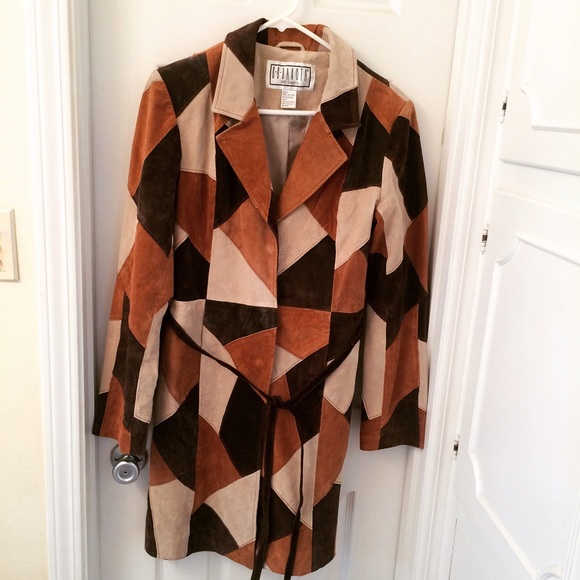 patchwork leather coat
