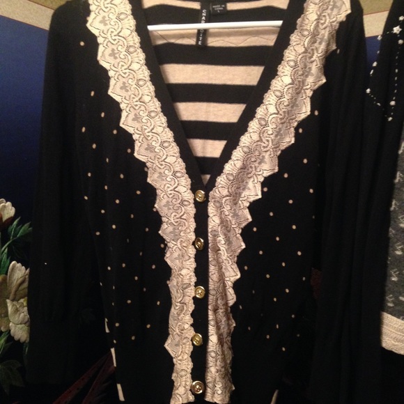 Stripe and polka dot with lace collar