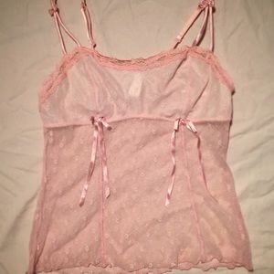 Blush Pink Lace Tank- Bows and Adjustable Straps