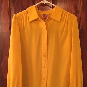 Sheer canary yellow blouse