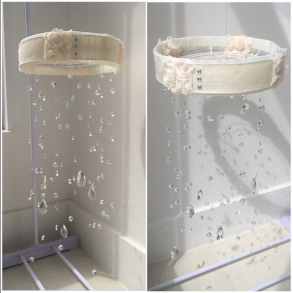 Beautiful Soft Burlap Baby Mobile With Crystals