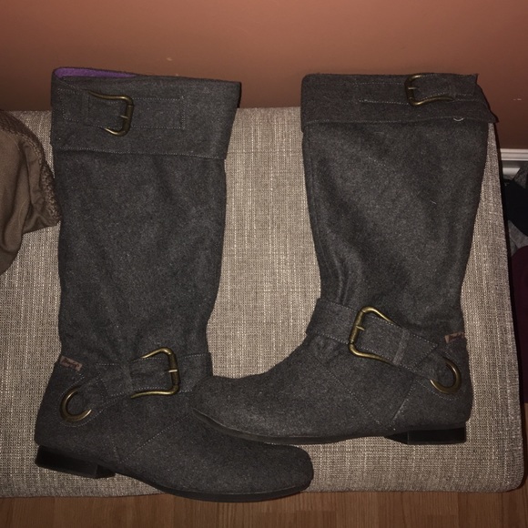 Blowfish Dark gray charcoal knee boots.