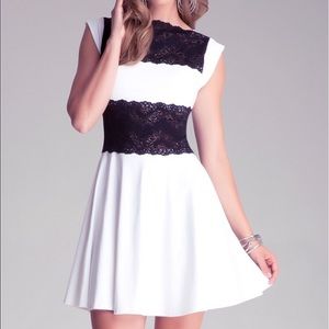 Bebe Lace Panel Midriff Dress