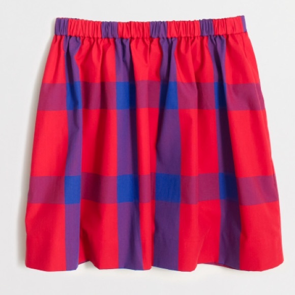 J. Crew Tartan plaid poplin skirt red and blue