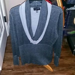 Grey cowl-neck sweater