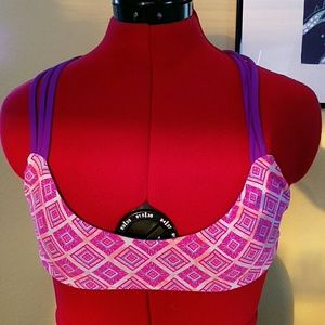 Reversible racerback pink/purple bikini top