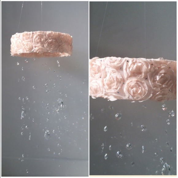 Nude Rose raised Chiffon Baby Mobile with Crystals
