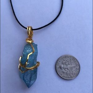 Aqua Aura Quartz Necklace- Hand Made