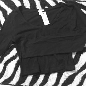 Brand new! Black long sleeved crop top!