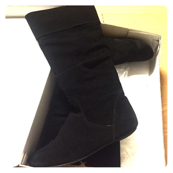 Suede knee high boots