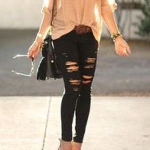 True religion black distressed jeans