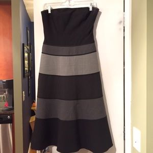 Tea length strapless dress