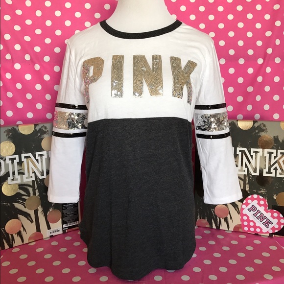 PINK Victoria's Secret Tops - 🆕VS PINK bling baseball tee