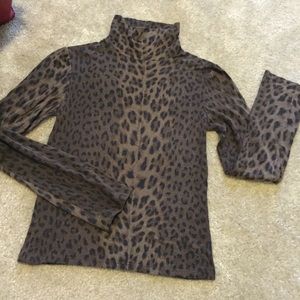Leopard print turtle neck