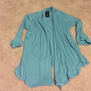 Mint green/blue grey open front cardi