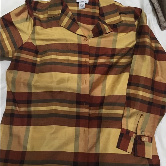 Brown and gold plaid shirt - Picture 1 of 2